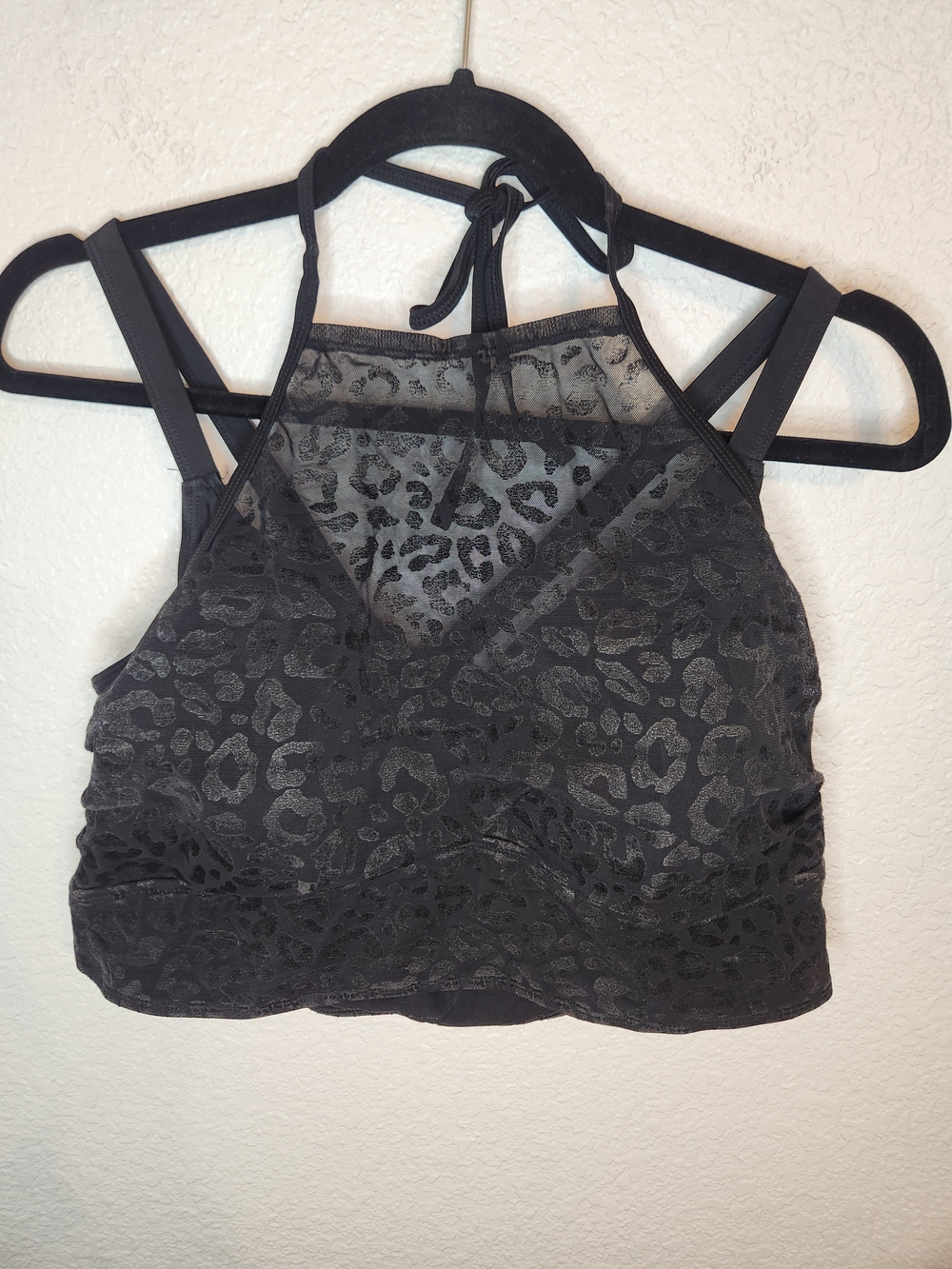 Torrid Unlined Flocked High Neck Bralette Black Animal-Print Lace Bralette 2